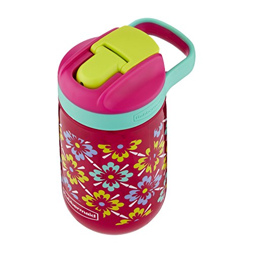 Rubbermaid Leak-Proof Sip Kids Water Bottle, 14 Oz, Tiki Flowers Graphic #TOP2