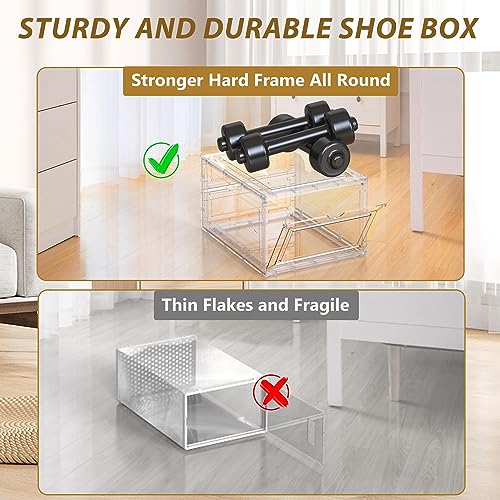 10 Pack Thickened Clear Stackable Shoe Organizer, Clear White