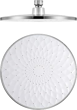 Round Rain Shower head 9inch, High Pressure Showerhead, Swivel Shower Heads, Silicone Nozzle, High Flow Waterfall Shower Head, Modern Shower Spray,White