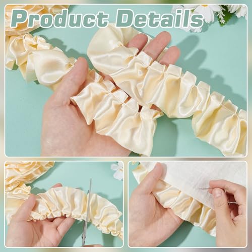 arricraft 10 Yards Satin-Rüschenband, 1-3/4 Zoll (46 mm) breites, plissiertes, wellenförmiges Rüschenband für Stoffnäharbeiten, Hochzeitsdekorationen und Bastelarbeiten (Blanched Almond)