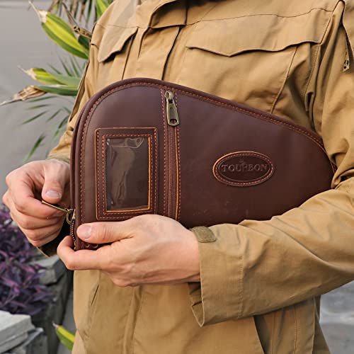 Tourbon Hunting Shooting Pistol Case Leather Handgun Pouch With Padded Lining #TOP5