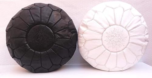 Miniatura 4 de ARTOUARZAZATE Funda de puf de cuero marroquí de alta calidad, taburete otomano Hassock 100% cuero natural real, regalos para el hogar, regalos de