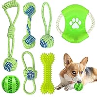 BOMPOW Puppy Teething Toys from 8 Weeks, Interactive Dog Rope Toy, Natural Cotton Dog Chew Toy, 7 Packs…