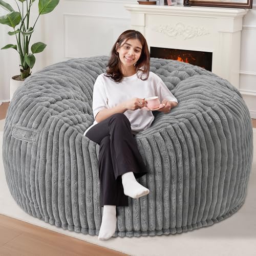 Homguava 6 FT Bean Bag Chair,6' Big Bean Bag,Giant Bean Bag Chairs for Adults with Memory Foam...