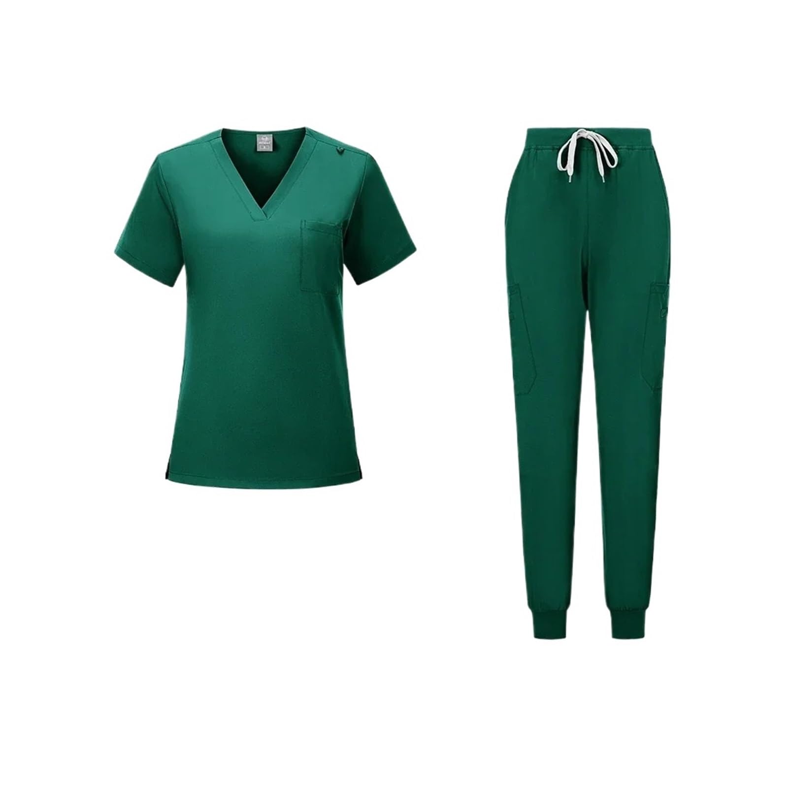 Uniforme Sanitario Mujer Uniforms Conjunto de Top y Pantalones elásticos con Cuello en V for Mujer, Ropa for Doctora(Deep Green,XXL)