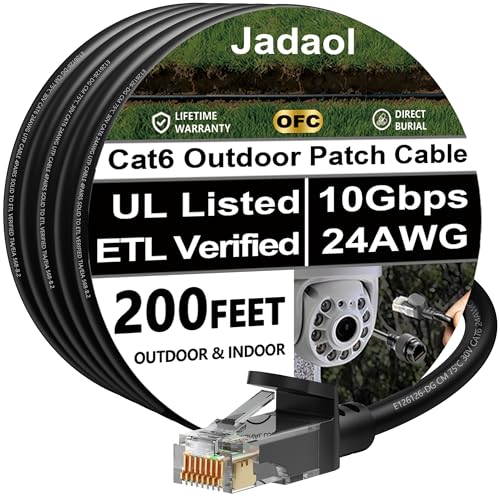 Câble Ethernet Extérieur Cat6 Anti-UV 61m - Plus de Latence Réseau
