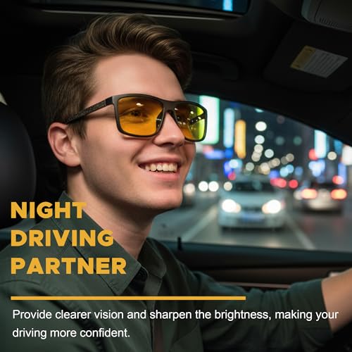 Image of LVIOE Night Vision Glasses for Driving Men Yellow Glasses for Night Driving Anti Glare Polarized N3951