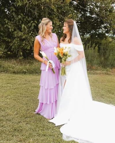 Tiered Ruffles Bridesmaid Dresses for Women 2025 Long Chiffon Ruffle A Line Formal Evening Dresses3