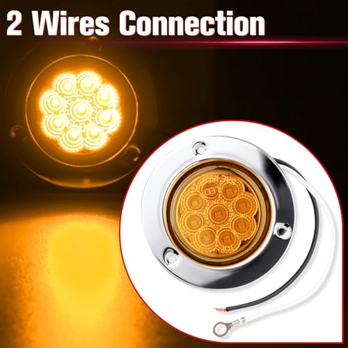Image of 10PC 2 Inch 9 LED Side Marker Lights with Stainless Steel (Amber)