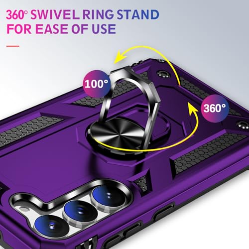 Image of for Samsung Galaxy S24 Case with Screen Protector, Military Grade Rugged Shockproof Heavy Duty Galaxy S24 5G Protective Cover for Samsung S24 5G Magnetic Ring Kickstand Phone Case (Purple)
