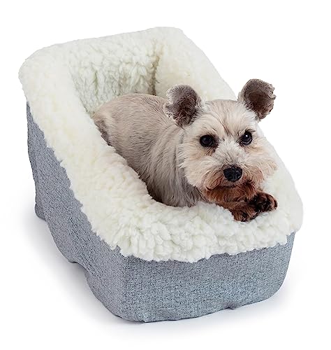 Image of Snoozer Small Console Dog Car Seat Travel Dog Bed Carrier for Dogs up to 7 lbs, Provides Safe & Calm Pet Travel with Dog Car Seat Belt Harness Strap, Removable Machine Washable Stone Diamond Cover