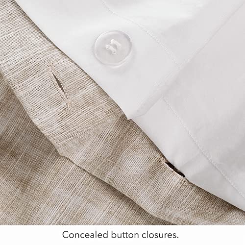 Nate Home By Nate Berkus 200Tc 3-Piece Textured Print Duvet Cover Set | Crisp, Cool Bedding From Mdesign - Full/Queen Size - 1 Duvet Cover, Hidden Button Closure/2 Pillow Shams, Fossil (Beige) #TOP6