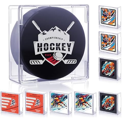 MewVeer Hockey Puck Display Case, 8 Pack Acrylic Holder for Official Size Pucks, Gifts for Hockey Collectors and Enthusiasts, Premium Display Box for Collectibles Cover