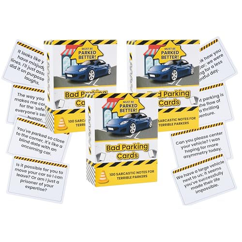 300pcs Bad Parking Cards 3 Pack of 100 Each 2.44 x 3.42 Funny Sarcastic Parking Cards Humorous Gag Gift for Bad Parkers Drivers Funny Parking Violation Notes