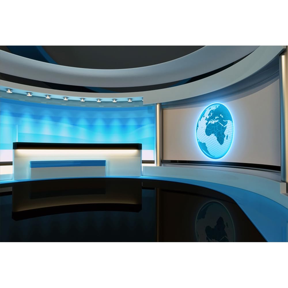 YongFoto 2,2x1,5m Polyester Photographie Toile de Fond TV News Studio Écran Bleu Toile de Fond Symbole de la Terre Chroma Key Vi