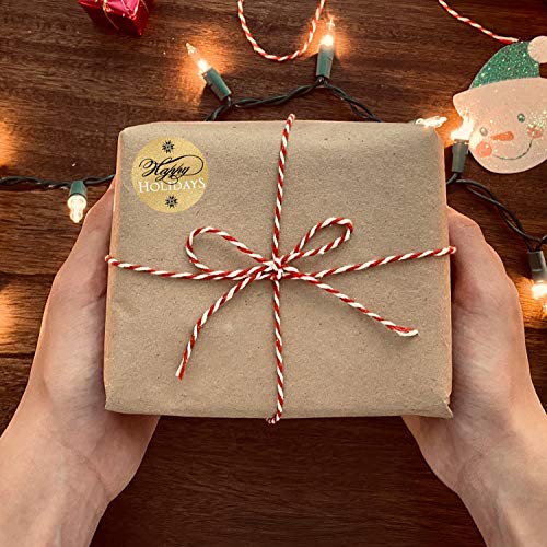 Elegant Faux Gold And Black Happy Holiday Stickers / 500 Faux Foil Christmas Label/Modern 1.5" Holiday Stickers #TOP4
