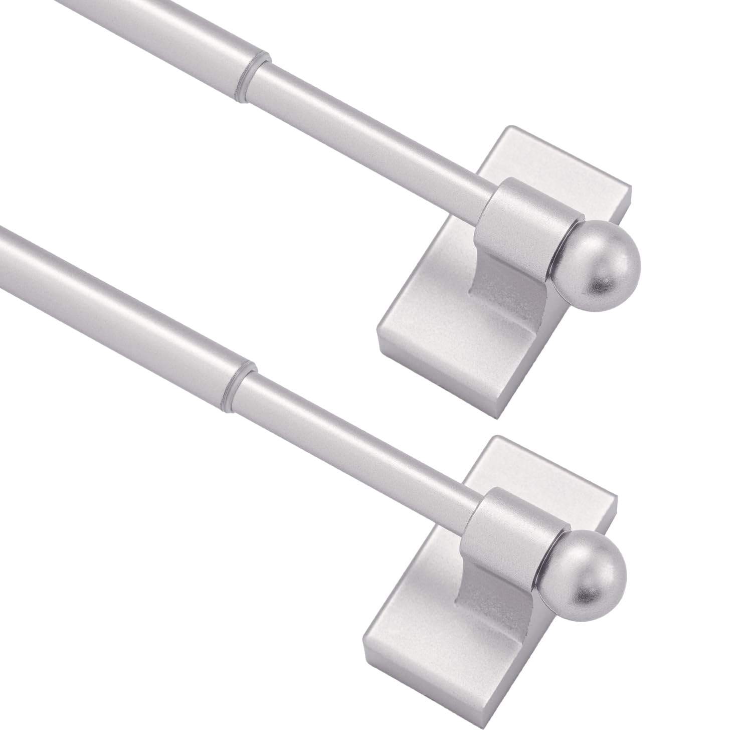 Coquilles Multi-Use Adjustable Magnetic Curtain Rods for Doors, Windows, Tool Boxes, 16-28 Inch, Easy Installation，2-Pack，Silver