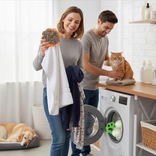 Image of 8 Pack Laundry Hair Remover Balls Pet Hair Catcher