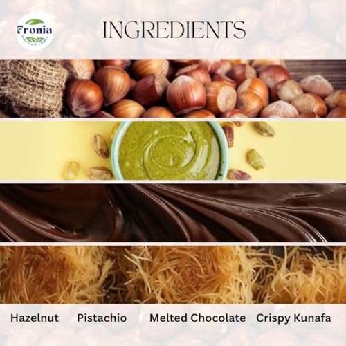 Image of Fronia Kunafa Chocolate Combo Pack Dubai Style - Pistachio & Hazelnut Kunafa Chocolate Dessert, Milk Chocolate with Creamy Pistachio & Hazelnut Filling & Crunchy Kunafa Layers | 200g Each