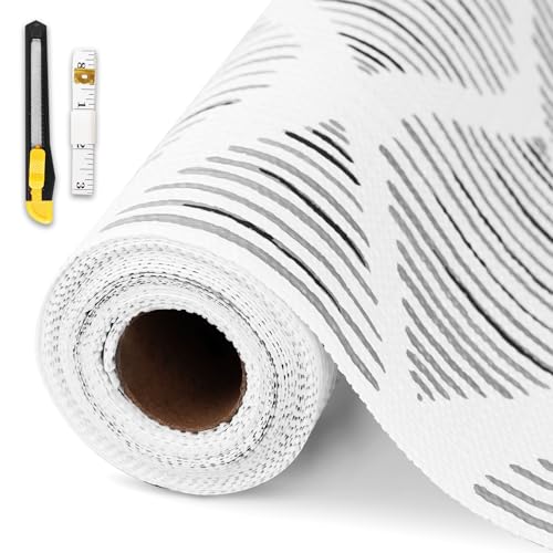 Comparison: Best Contact Paper For Kitchen Cabinets 4 Drawer and Shelf Liner for Kitchen Cabinet,Non-Adhesive Cabinet Liner 12in x 20FT,Waterproof Shelf Paper Non-Slip Mats Cupboard Liners Contact Protect Dresser/Shelves/Table-Square Stripes