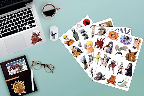 Image of AnimeVerse Pack of 53 Naru Anime Stickers for Laptop, Phone, Guitar, Bike, PC, | Waterproof Glossy Vinyl Decals | Residue-Free Anime Stickers Collection (Naruto Classic)