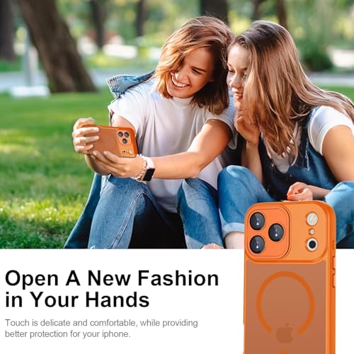 Image of VONZEE Magnetic Case Compatible with iPhone 17 Pro, MagSafe Compatible Slim Translucent Matte Shockproof Protective Phone Cover, Anti-Fingerprint Full Camera Protection Back Case, Cosmic Orange