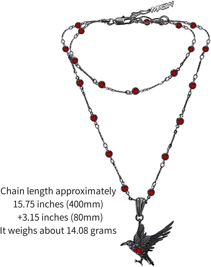 Glamorous Black Crow pendant necklace with Gothic vibe long necklace ladies fashion accessory M3357 - Image 5