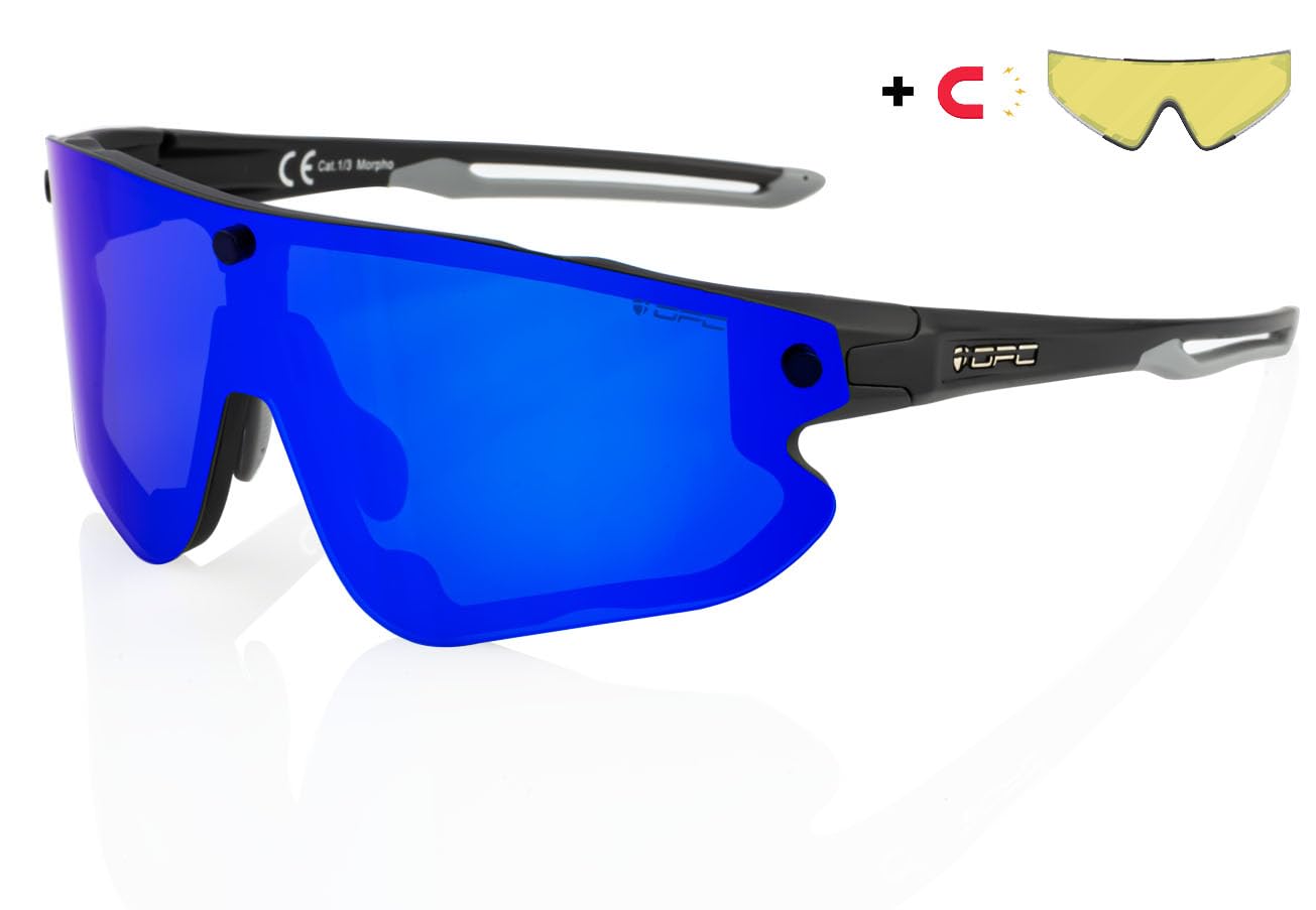OPC All Round MORPHO | Sportowe okulary przeciwsłoneczne z polaryzacją | Wymienne soczewki do jazdy na rowerze i wspinaczki | UV400 | system magnetyczny, czarne