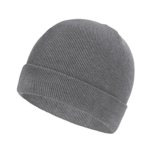 FALARY Gorro de Punto Invierno Slouch Beanie de Tejido de Punto Hombre Gris Oscuro Cover