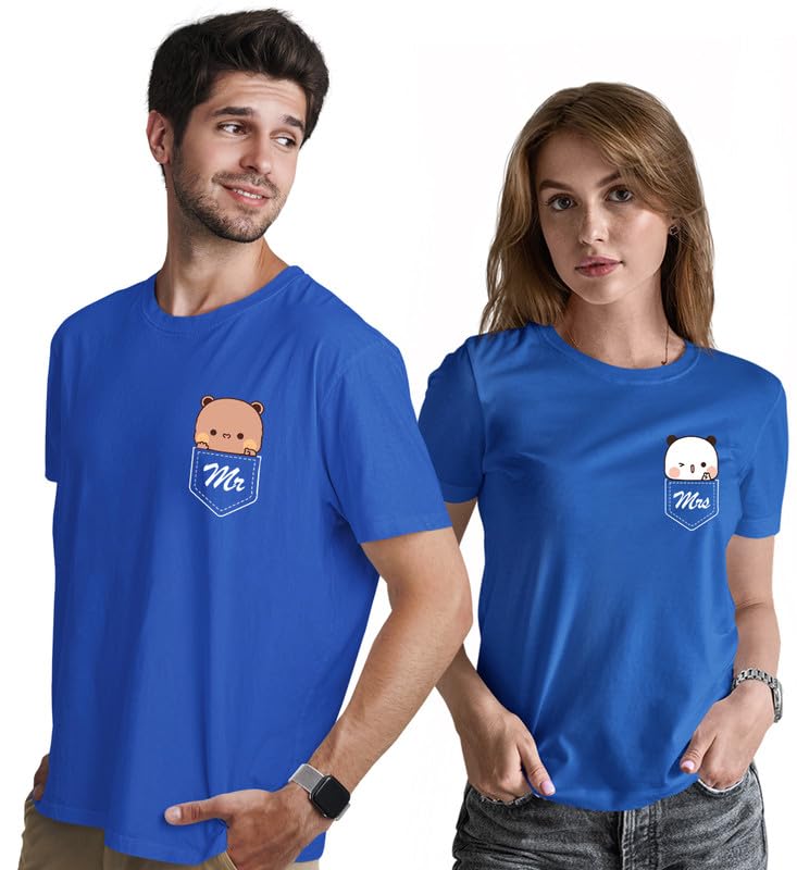 Image of INDISSH Couple Love Printed 100% Cotton Tshirt for Men and Women - CP-MRMRS