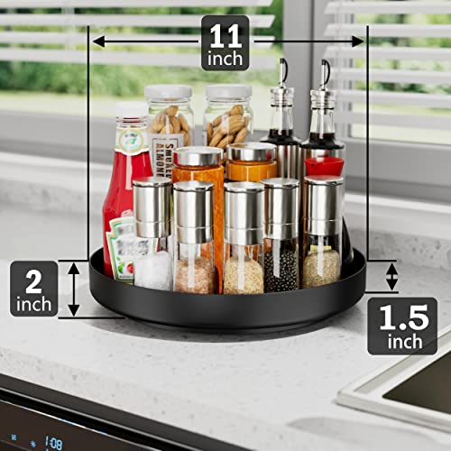 Ovicar Lazy Susan Turntable Organizer - 11 Inch Rotating Spice Rack Metal Lazy Susan For Cabinet Pantry Kitchen Countertop Bathroom Refrigerator Table Storage, Black #TOP2