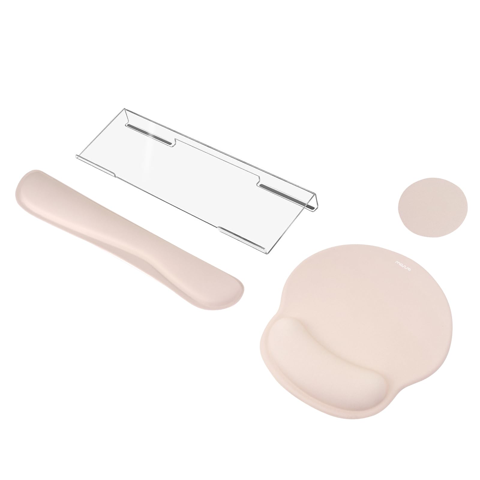 MOSISO Computer Keyboard Stand&Wrist Rest Support for Keyboard and Mouse&Coaster Set, Circle Curved Ergonomic Wrist Rest Mouse Pad Set, Pain Relief