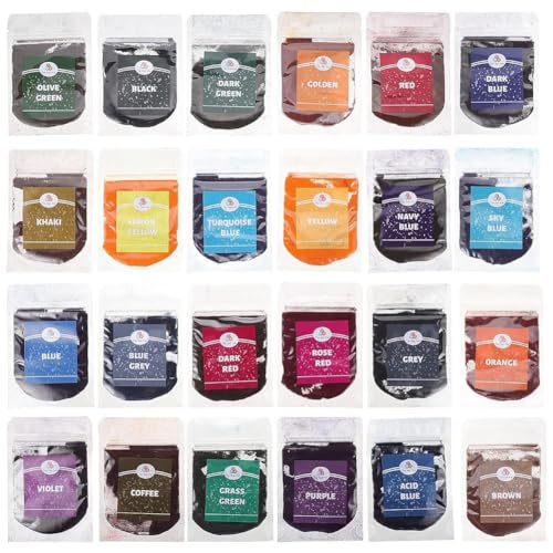 Sarngk 24 Bolsas de 24 Colores Permanente Tie Dye Pigmento en Polvo para Pintura Tinte JabóN FabricacióN Esmalte de UñAs Resina Epoxi FabricacióN de Velas