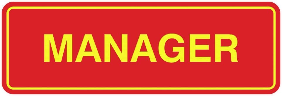 Standard Manager Door/Wall Sign - Red/Yellow - Medium