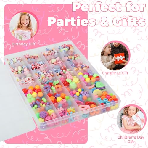 Image of SANNIDHI Bracelet Making Set DIY Beads Kit for Kids, Cute Jewellery Making Kit for Girls, 24-Grid Assorted Beads Letter Jewelry DIY Friendship Bracelet Gift Birthday Toys for Girls 7-14 Years