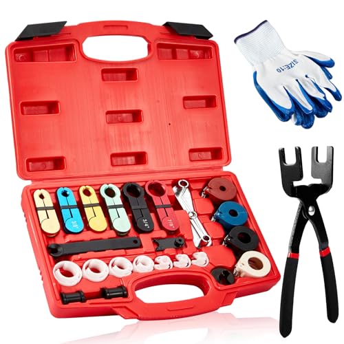 Gedlex Master Quick Disconnect Tool Set Fuel Line Disconnect Tool Kit with Fuel Line Removal Pliers for AC Fuel Line Transmission Systems,Red