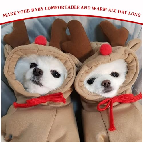 Hundekostüm Weihnachten, Weihnachtsmann Rentier Kostüm für hunde, Haustier-Elch-Weihnachtskostüm, Niedlicher Hund Weihnachtskleidung, für Kleine Hunde, Geeignet für 9–12 Pfund, L