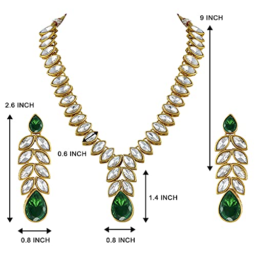 Image of Peora Traditional Crystal Necklace & Jewellery Set Gift for Women