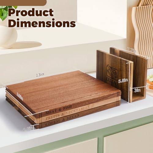 Set de 3 tablas de cortar con soporte de madera miniatura 5
