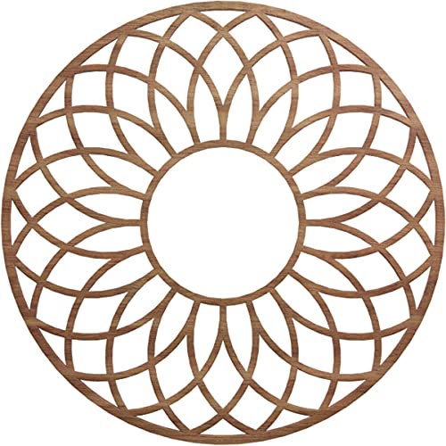 Image of Ekena Millwork 28 inchOD x 9 5 /8 inchID x 3 /8 inchT Cannes Wood Fretwork Pierced Ceiling Medallion, Walnut