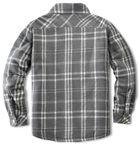 Image of Men's Sherpa Cotton Flannel Shirt Jacket Plaid Button Coat Pocket