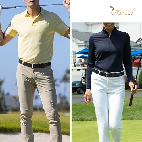 Image of JASGOOD Men Elastic Braided Woven Belt Casual Canvas Woven Stretch Golf Belt for Men Women Jeans Suits Pants