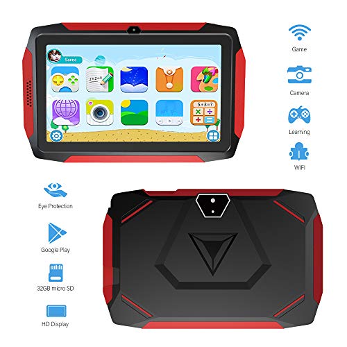 Kid Tablet, Kids Edition Tablet 7 Pulgadas Android 9.0, ROM de 16 GB, Control Parental, iWawa preinstalado, 40+ Aplicaciones de Aprendizaje, con Funda a Prueba de niños y Tarjeta Micro SD de 32 GB