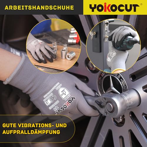 Arbeitshandschuhe für Mechaniker, Elektriker, Montagehandschuhe, Werkstatt, gartenhandschuhe, kfz-Handschuhe, mit Rutschfeste & Touchscreen-Funktion, 3 Paar Nitril Schutzhandschuhe Herren (Größe 7/S) – Bild 6