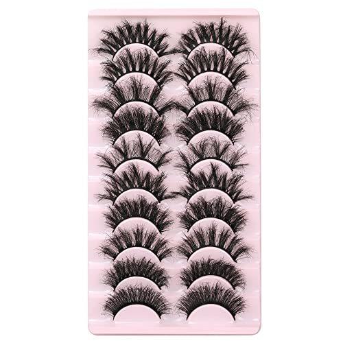 False Eyelashes Faux Mink Lashes Russian Strip Lashes Handmade Fluffy Volume Eye Lashes Pack 10 Pairs by ALICE