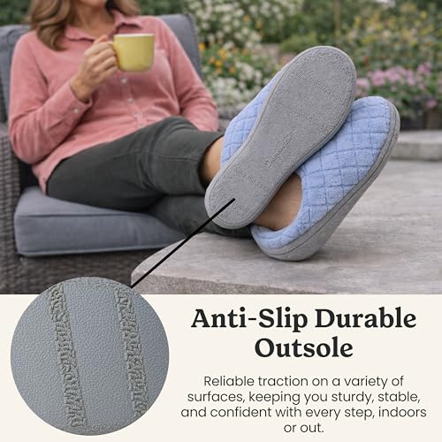 Image of Leslie Terry Clog House Shoes with Memory Foam, Indoor Slippers with Wide Widths