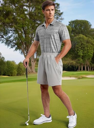 JMIERR Camisa polo masculina de golfe com absorção de umidade, secagem rápida, manga curta, casual,