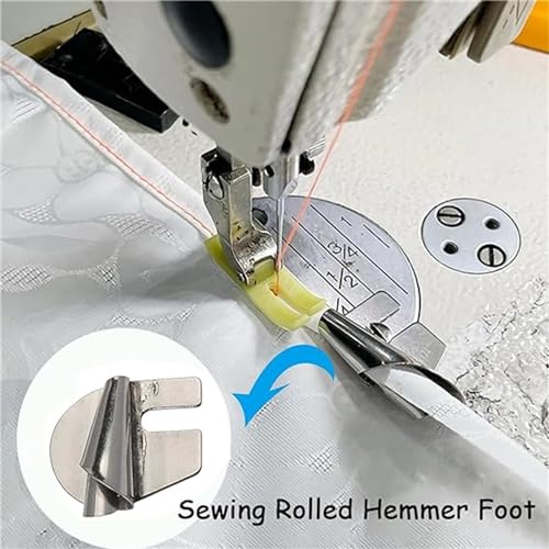 Universal Sewing Rolled Hemmer Foot Set, 3-10mm Wide Rolled Hem Pressure Foot, Sewing Machine Presser Foot Hemmer Foot, Home Industrial Curved Scroll Hemmer Foot (4Pcs 7-10mm)