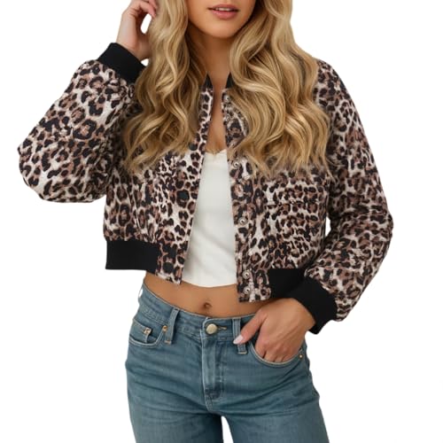 Veste femme mi saison imprimé léopard manteau élégant automne hiver confort