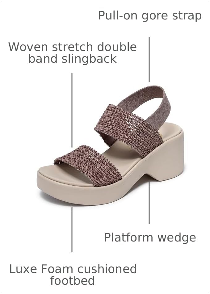 Image of Skechers Women's Cali Day | Luxe Foam Cushioned Footbed, Stretchy Knit Upper, Slingback Strap, Wedge Platform, Vegan